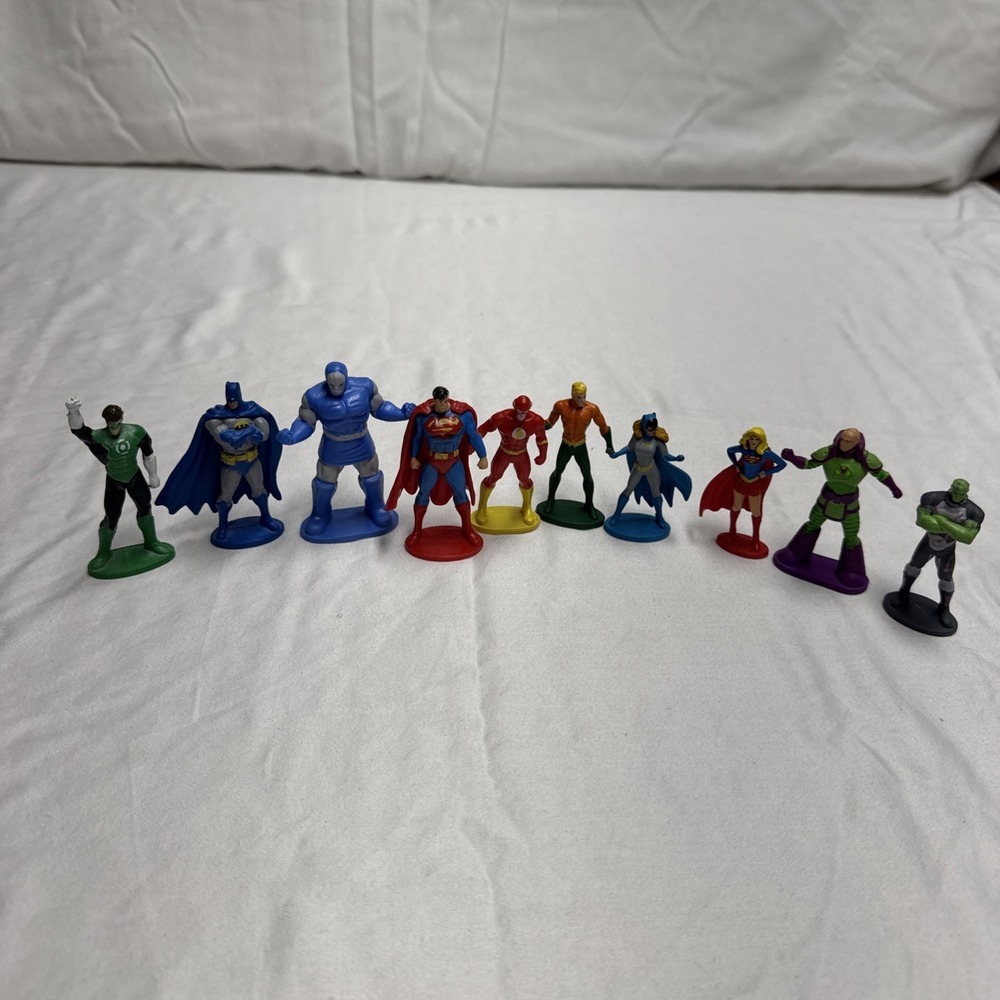 DC Comics Cake Topper Mini Figure Lot of 10 3" PVC Figures - Batman, Flash, Etc.